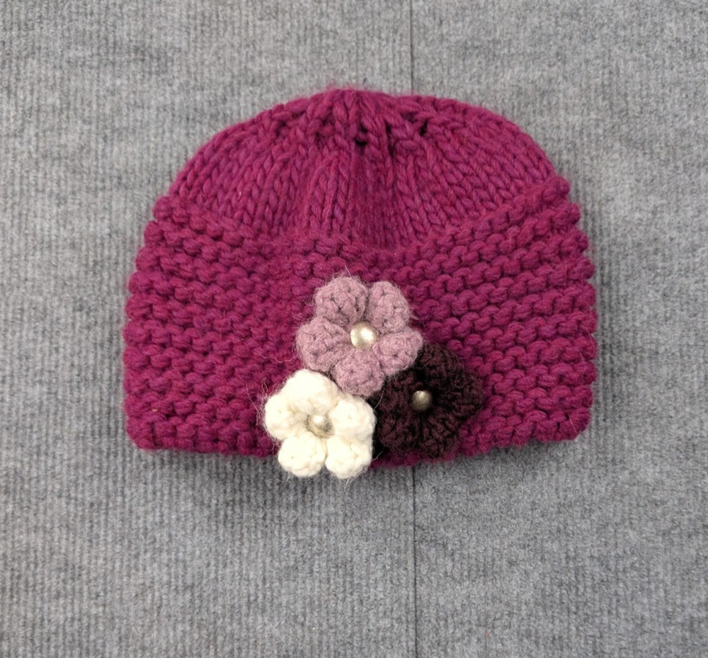 Lily Lab Chunky Knit Beanie Womens Alpaca Wool Floral Cottage Y2K Retro Italy